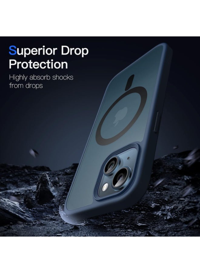 أكاليكس جراب مغناطيسي لهاتف iPhone 12/12 Pro، ظهر شفاف غير لامع، جراب مغناطيسي رفيع مقاوم للصدمات ومضاد للخدش ومختبر ضد السقوط، (أزرق غامق) - Image 5